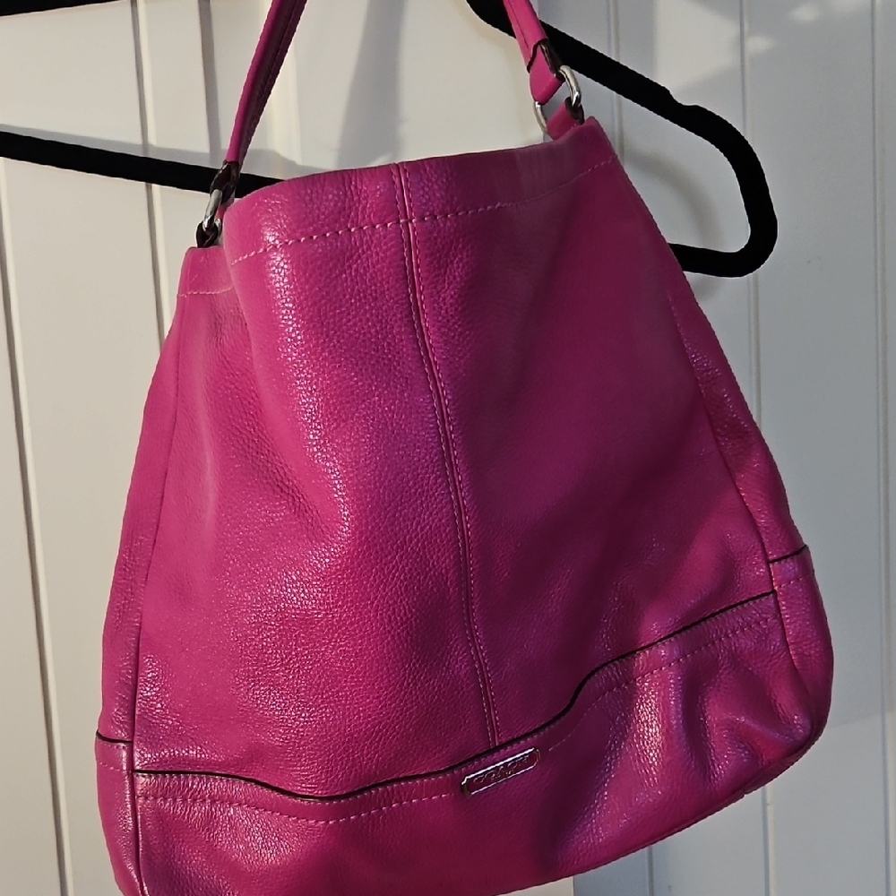 Coach Fuchsia Leather Hobo Bag